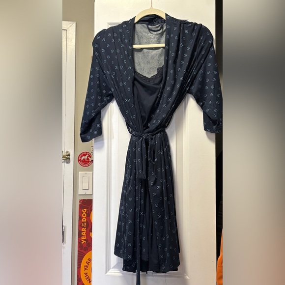 Navy blue Printed Robe & pj Set - Picture 2 of 6